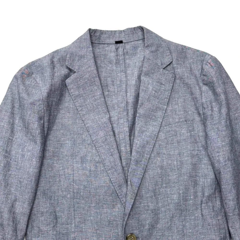 J Crew Ludlow Slim Fit Unstructured Suit Jacket Cotton Linen Blend Mens 36S Gray